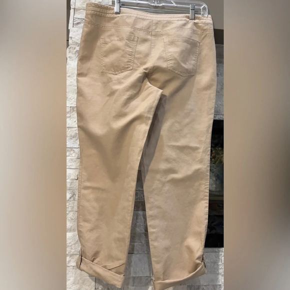 Talbots Linen blend size 10 signature khaki capri pants with drawstring waist - Picture 7 of 13